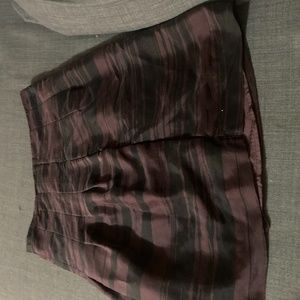 Purple and Black striped pleated mini skirt